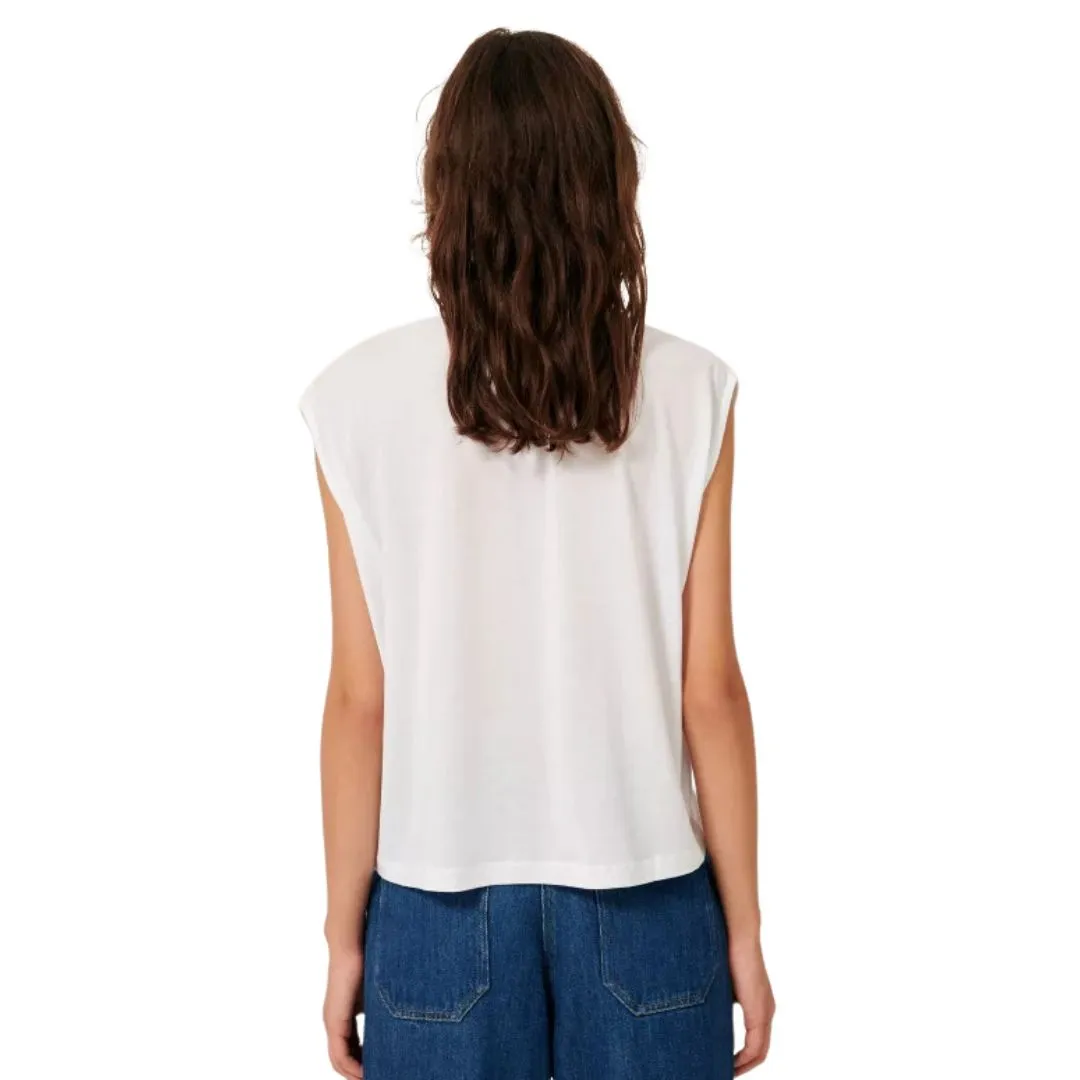 The V V Neck Sleeveless T-Shirt (Optical White)