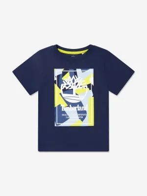 Timberland Boys Organic Cotton Logo T-Shirt in Navy