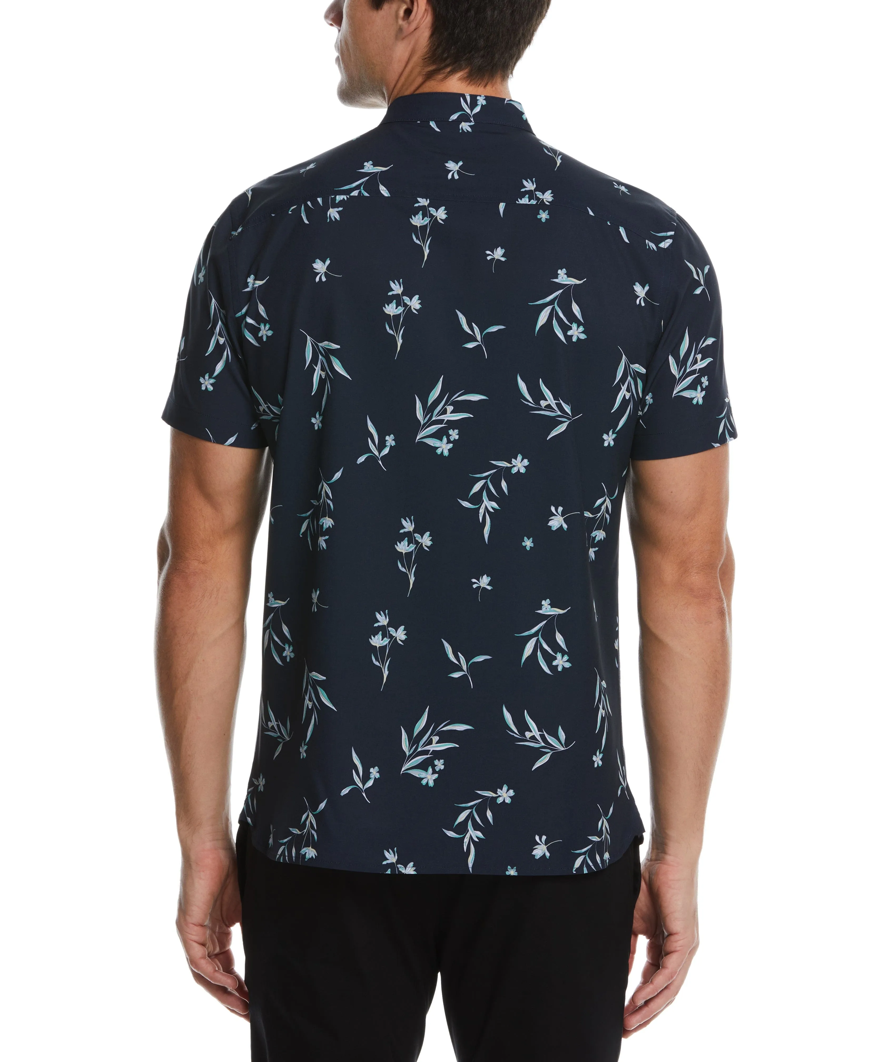 Total Stretch Floral Print Banded Collar Shirt