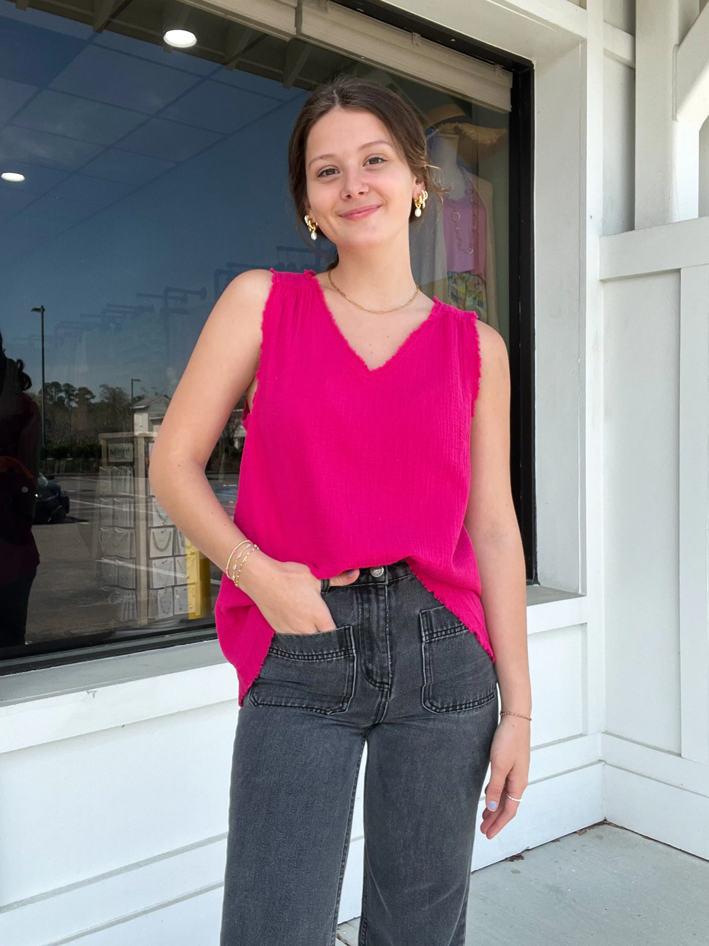 Umgee Eden V Neck Gauze Tank