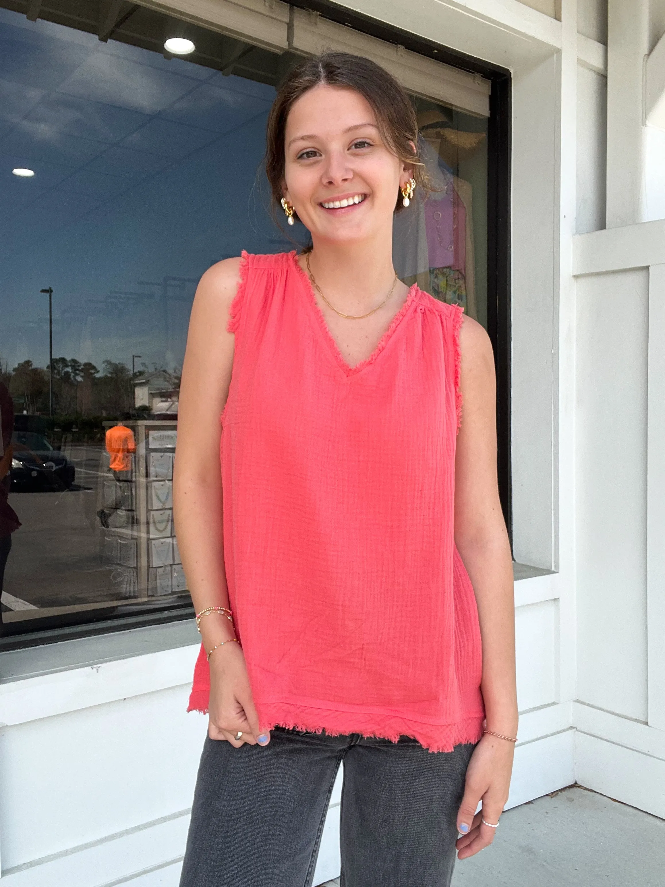 Umgee Eden V Neck Gauze Tank