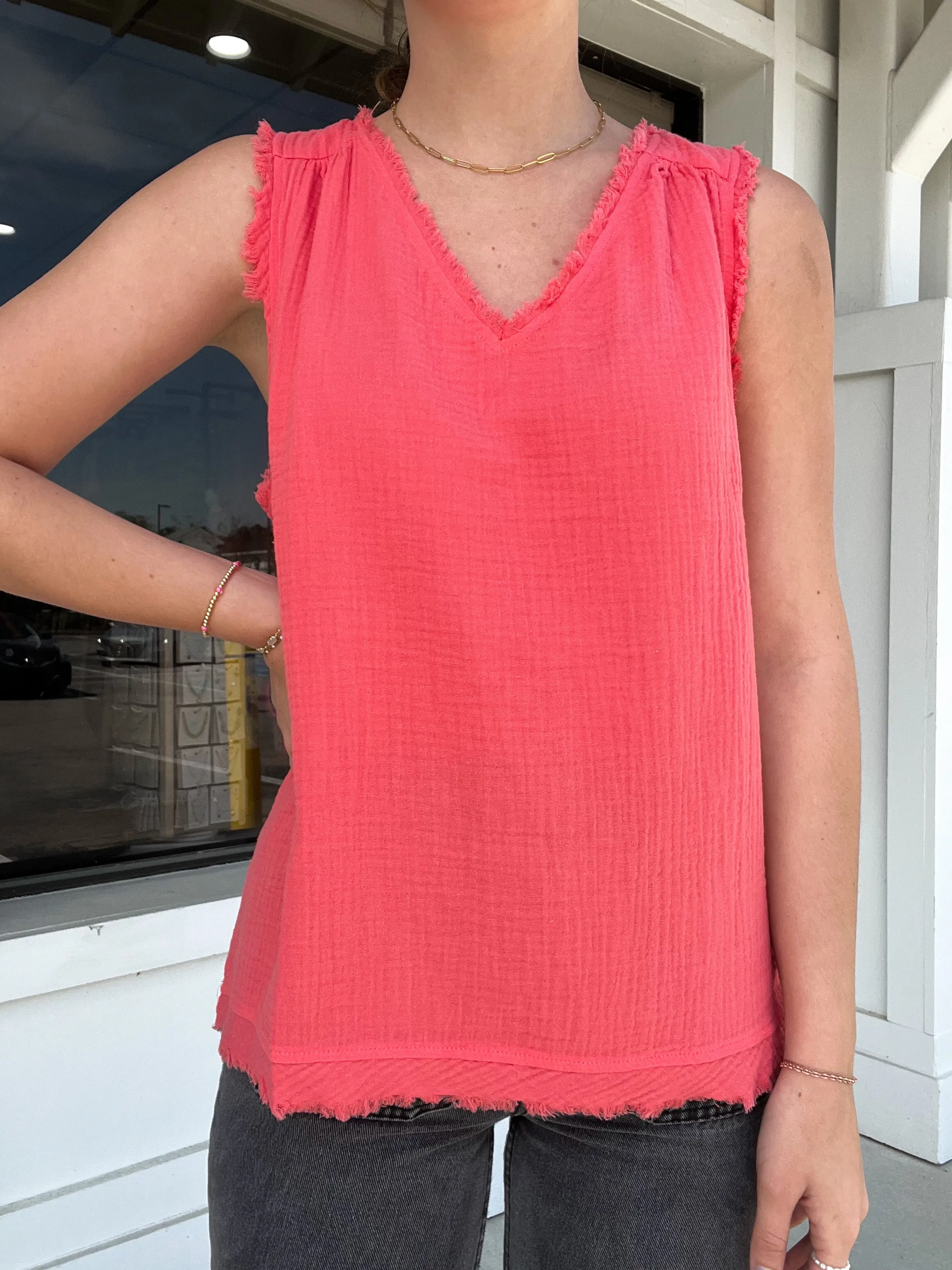 Umgee Eden V Neck Gauze Tank