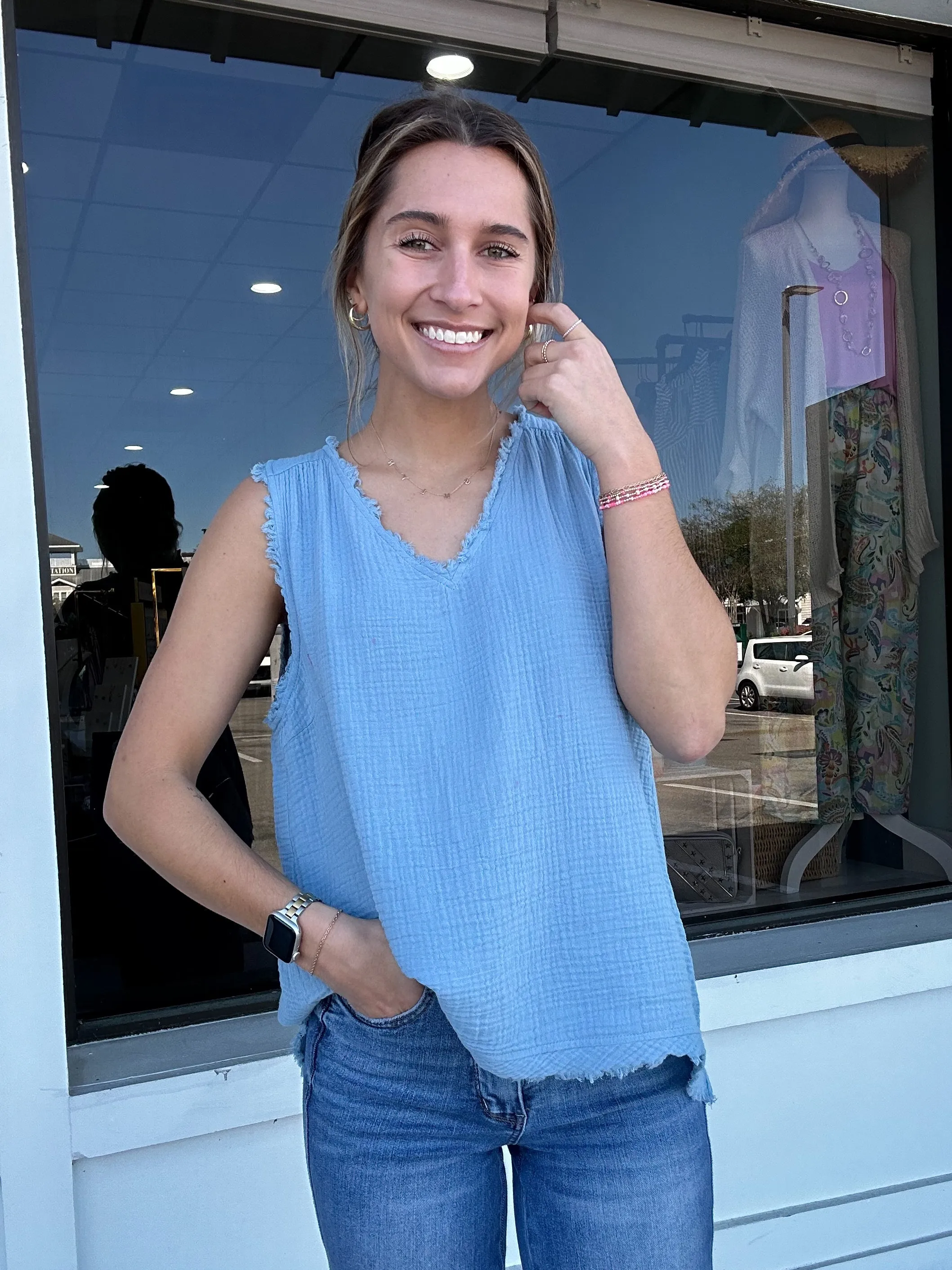 Umgee Eden V Neck Gauze Tank