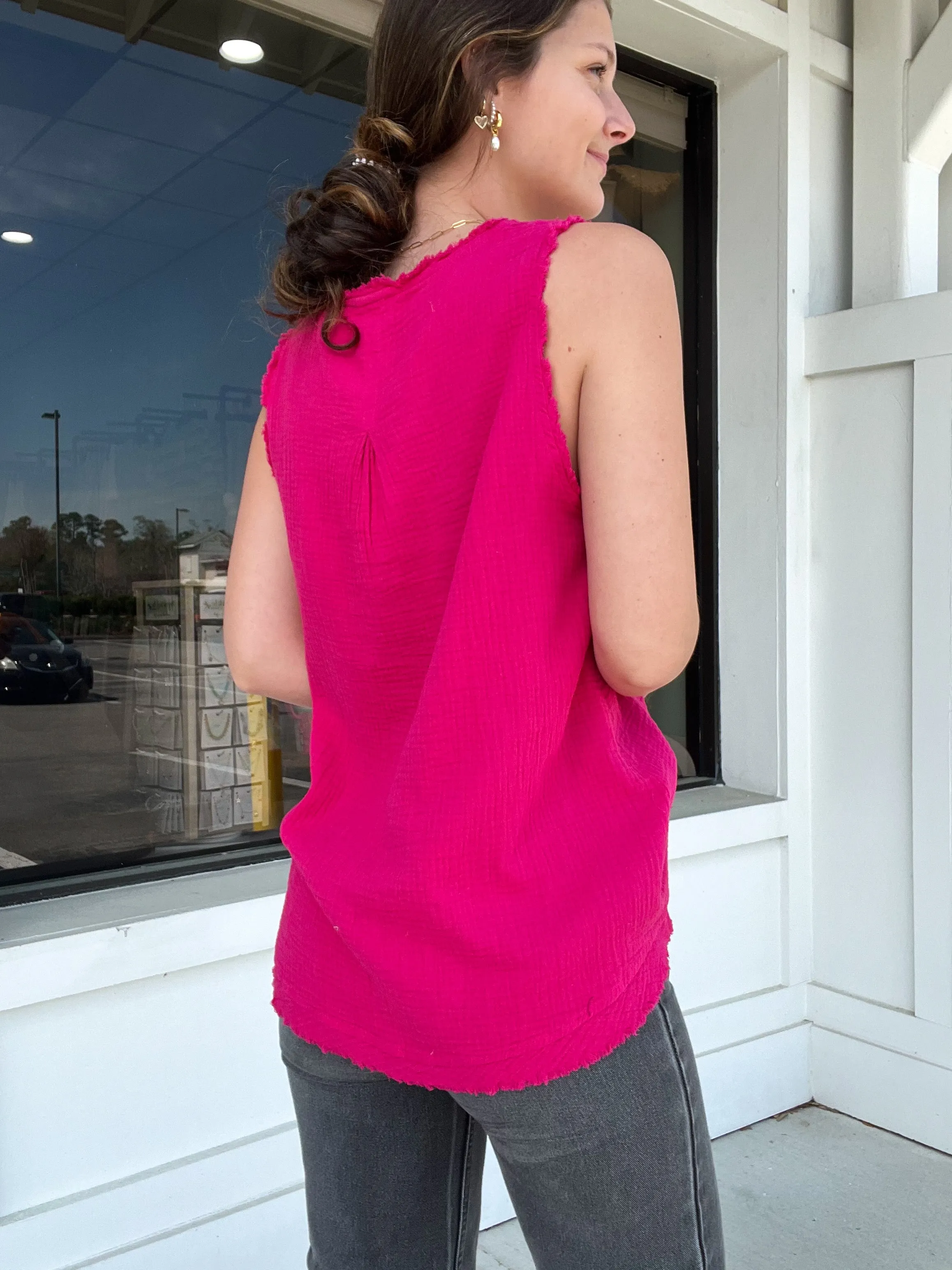Umgee Eden V Neck Gauze Tank