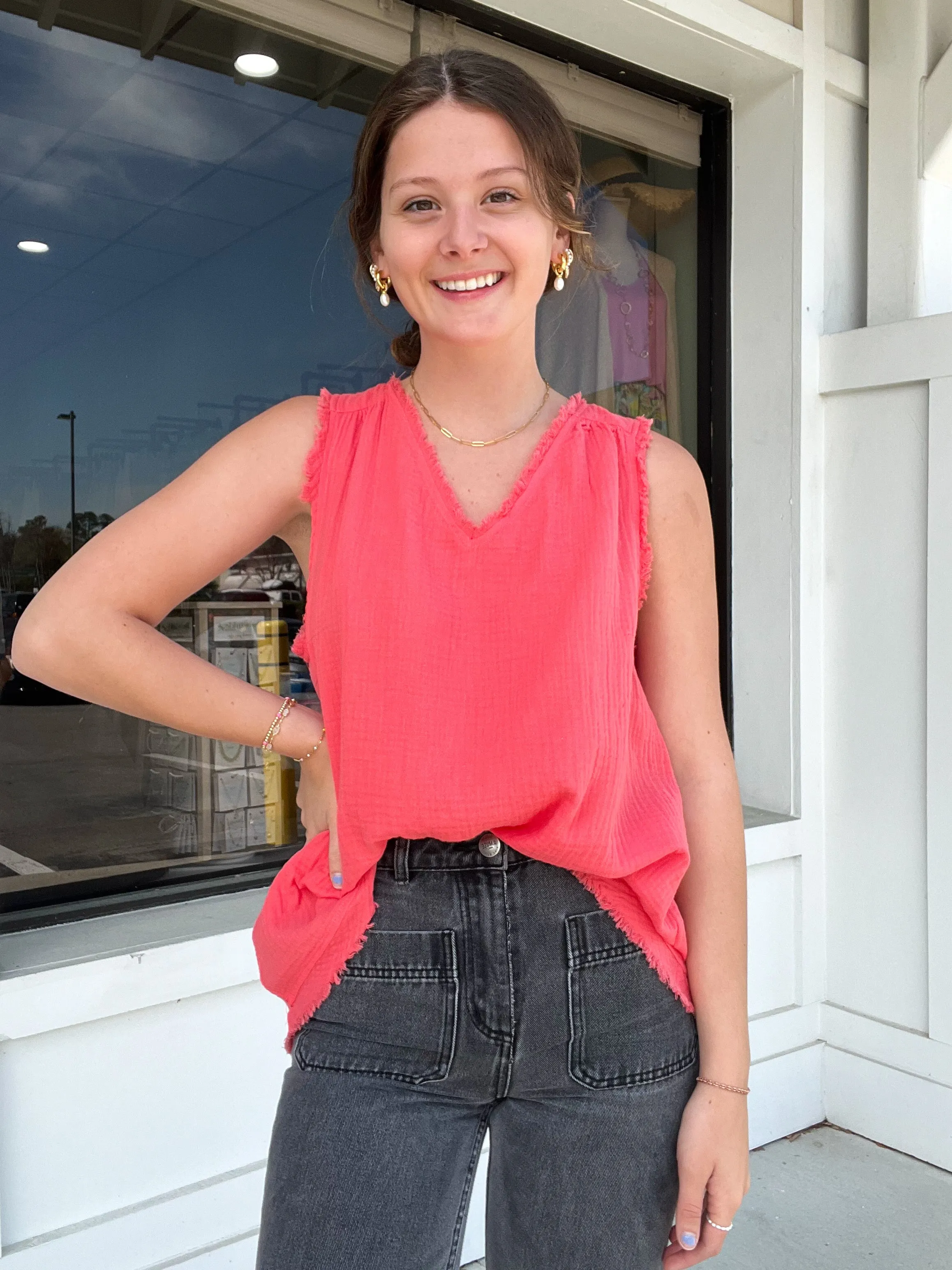 Umgee Eden V Neck Gauze Tank
