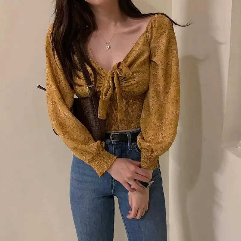 V Neck Chiffon Blouse
