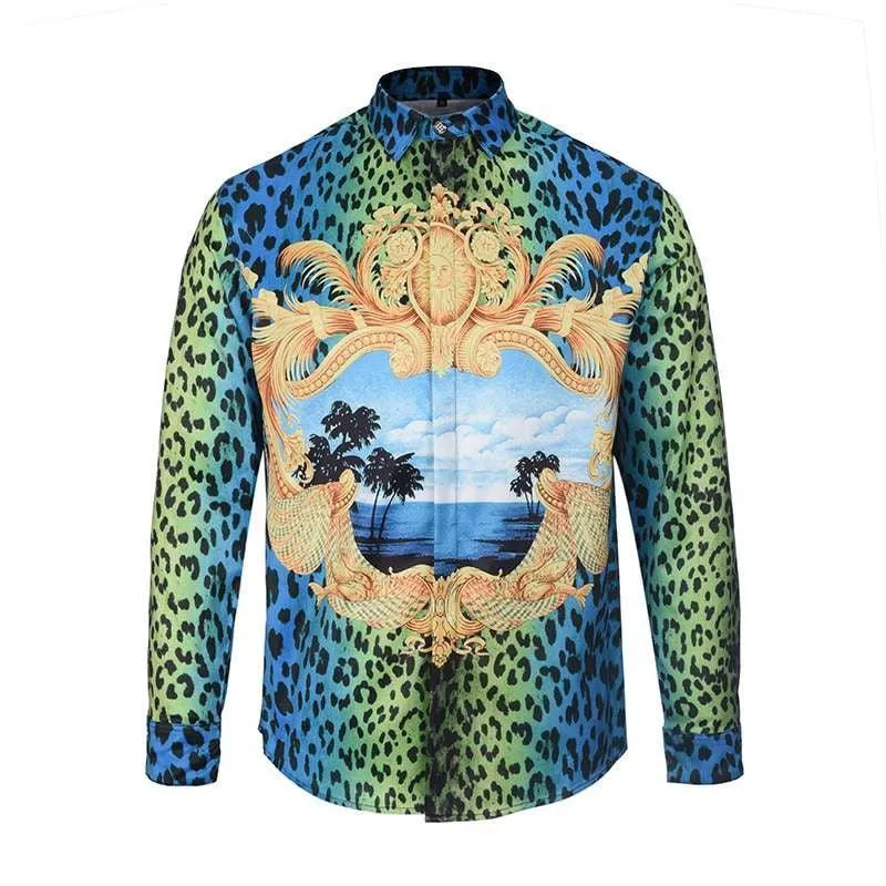 Vintage VE Leopard Palace Baroque longsleeve Shirts Blue