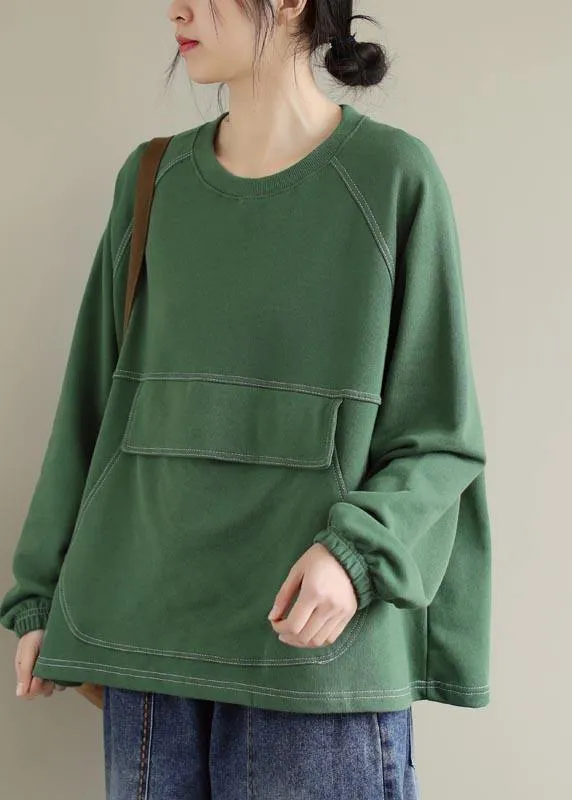Women O Neck Patchwork Spring Clothes Inspiration Green Shirts