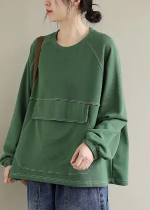 Women O Neck Patchwork Spring Clothes Inspiration Green Shirts