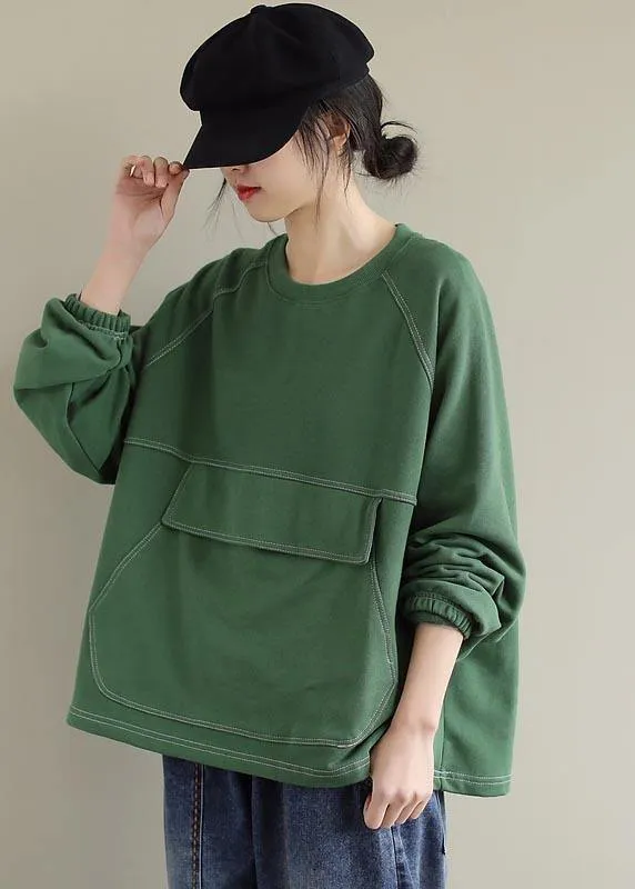 Women O Neck Patchwork Spring Clothes Inspiration Green Shirts