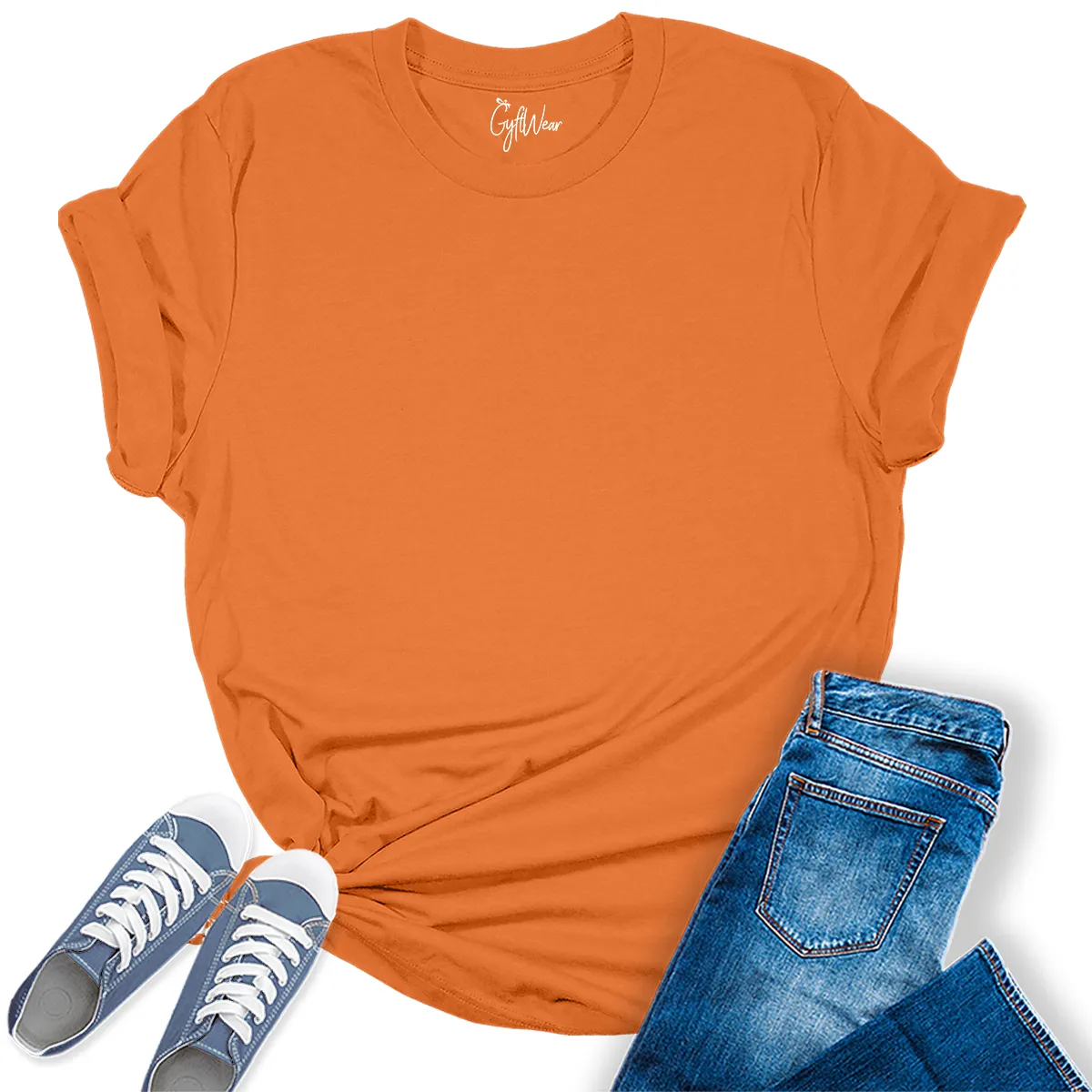 Womens Burnt Orange T Shirts Premium Casual Short Sleeve Shirts Oversized Tops