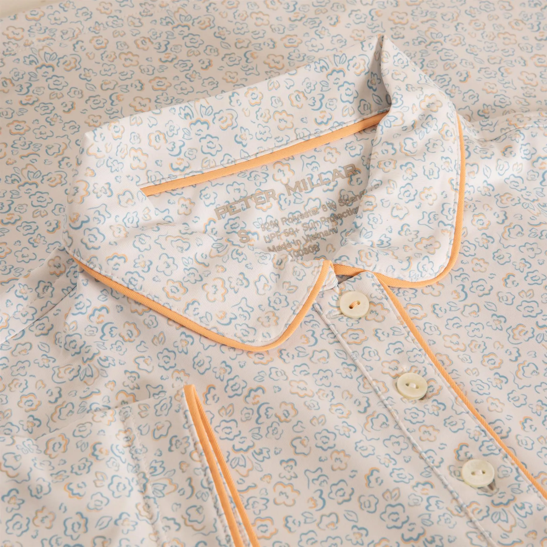 Womens Fields Of Carlsbad Piped Trim Polo White/Orange Sorbet - SS24