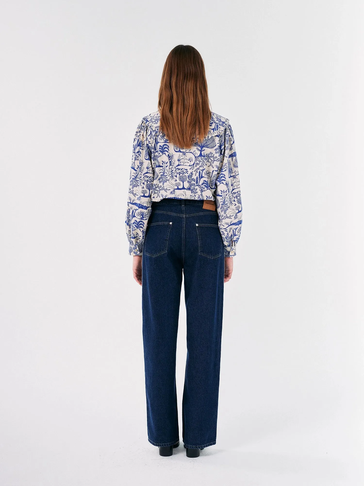 Wonderland printed big collar blouse